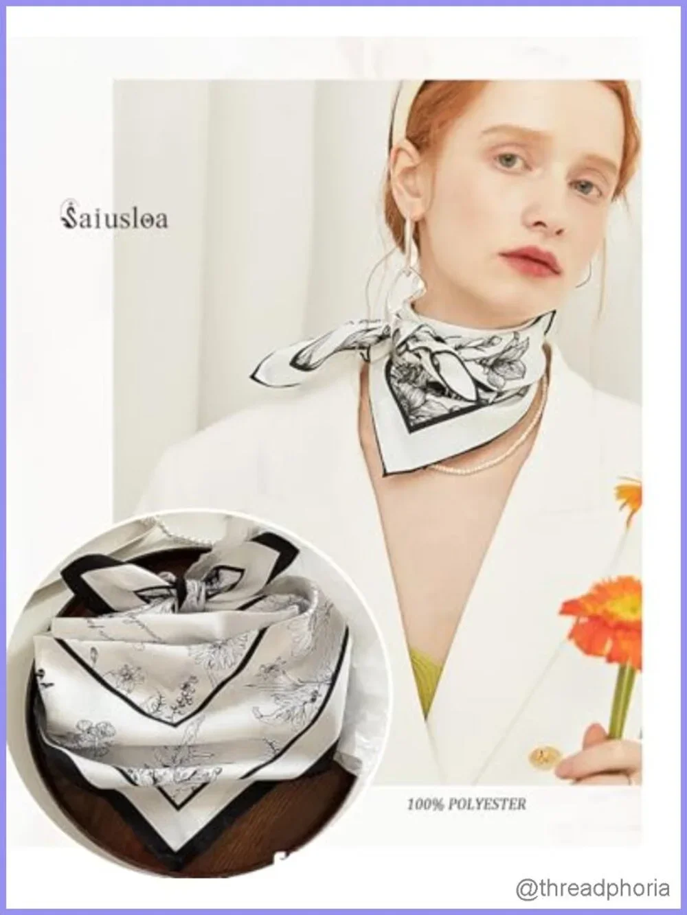 Saiusloa Silky Polyester Satin Square Scarf Neck Head Hair Wrap Bandana